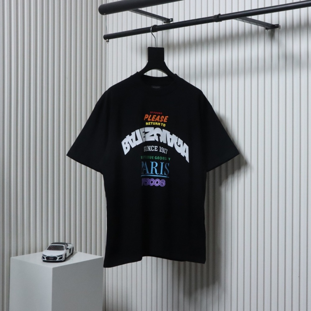 EM Sneakers Balenciaga Letter Print Crew Neck T-Shirt Black