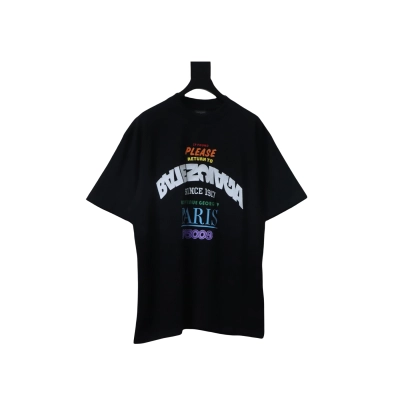 EM Sneakers Balenciaga Letter Print Crew Neck T-Shirt Black 01