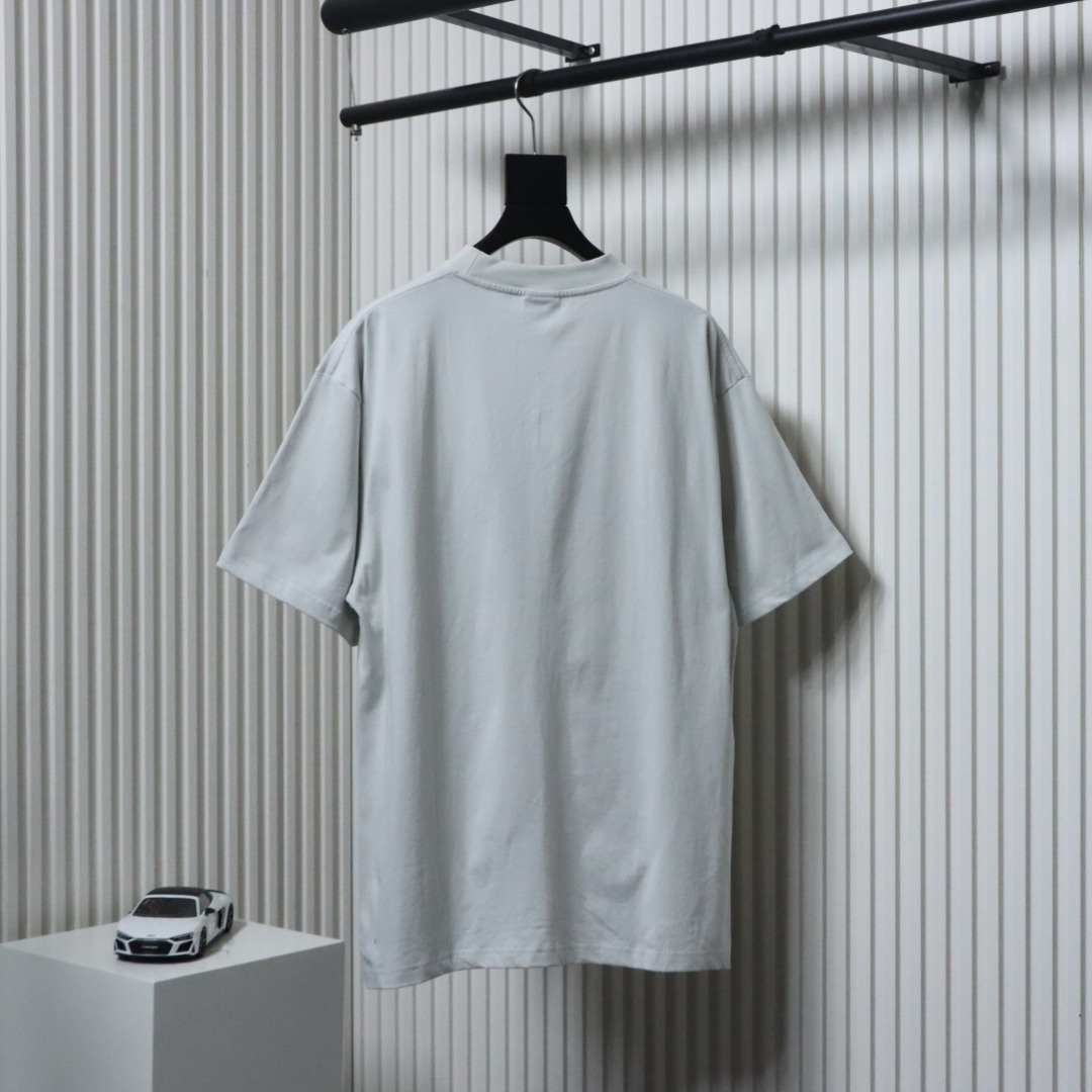 EM Sneakers Balenciaga Letter Print Crew Neck T-Shirt Grey