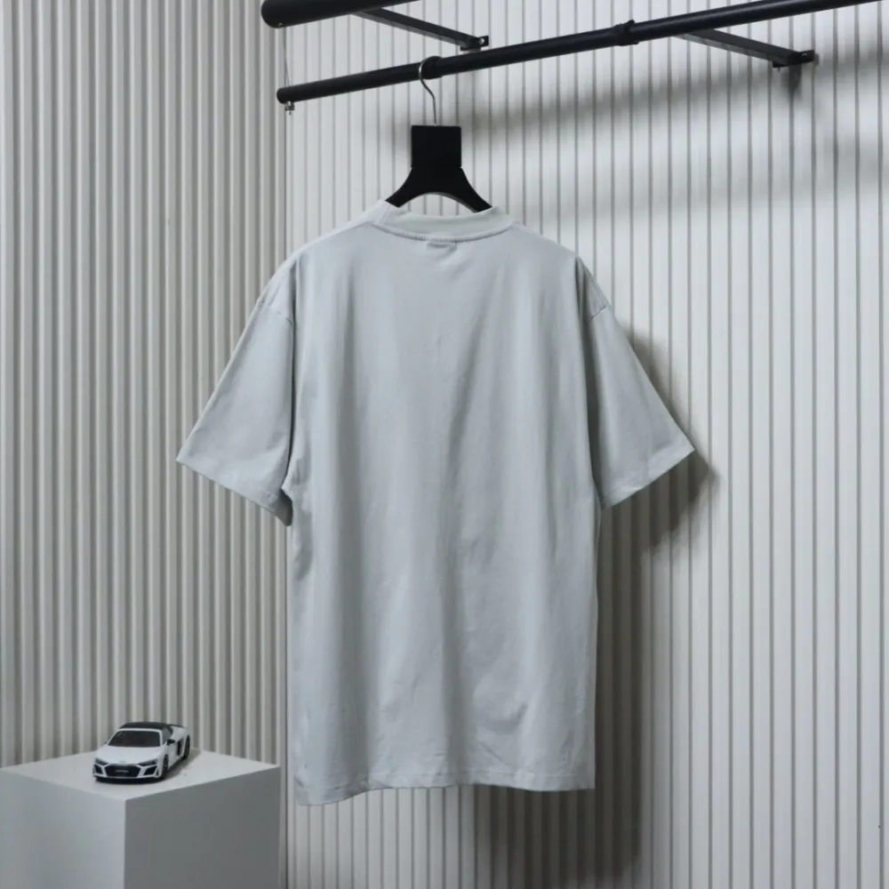 EM Sneakers Balenciaga Letter Print Crew Neck T-Shirt Grey