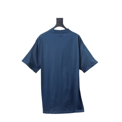 EM Sneakers Balenciaga Wheat Ear Double B Embroidered Washed T-shirt Blue 02