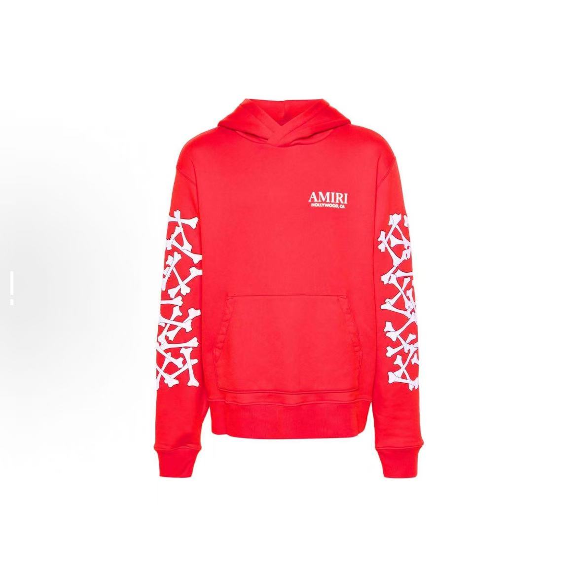 EM Sneakers Amiri FW24 Logo-embossed Jersey Textured Hoodie Red / Black / Gray