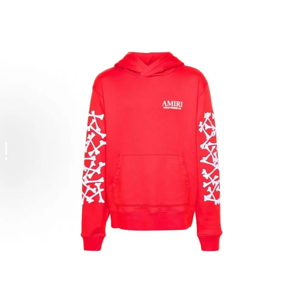EM Sneakers Amiri FW24 Logo-embossed Jersey Textured Hoodie Red / Black / Gray