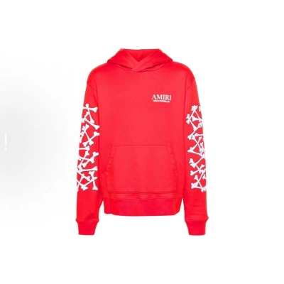 EM Sneakers Amiri FW24 Logo-embossed Jersey Textured Hoodie Red / Black / Gray 02