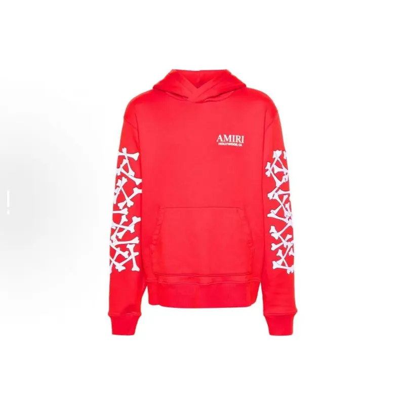 EM Sneakers Amiri FW24 Logo-embossed Jersey Textured Hoodie Red / Black / Gray