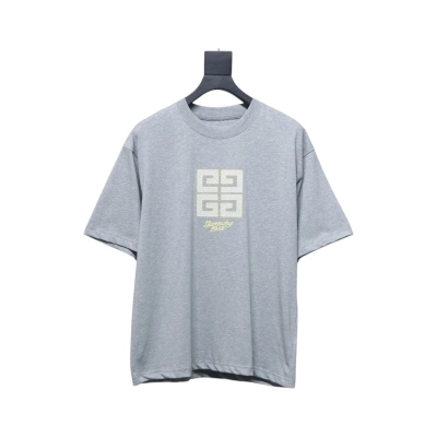 EM Sneakers Givenchy Eyelet Embroidery Round Neck Short Sleeve T-shirt Gray 01