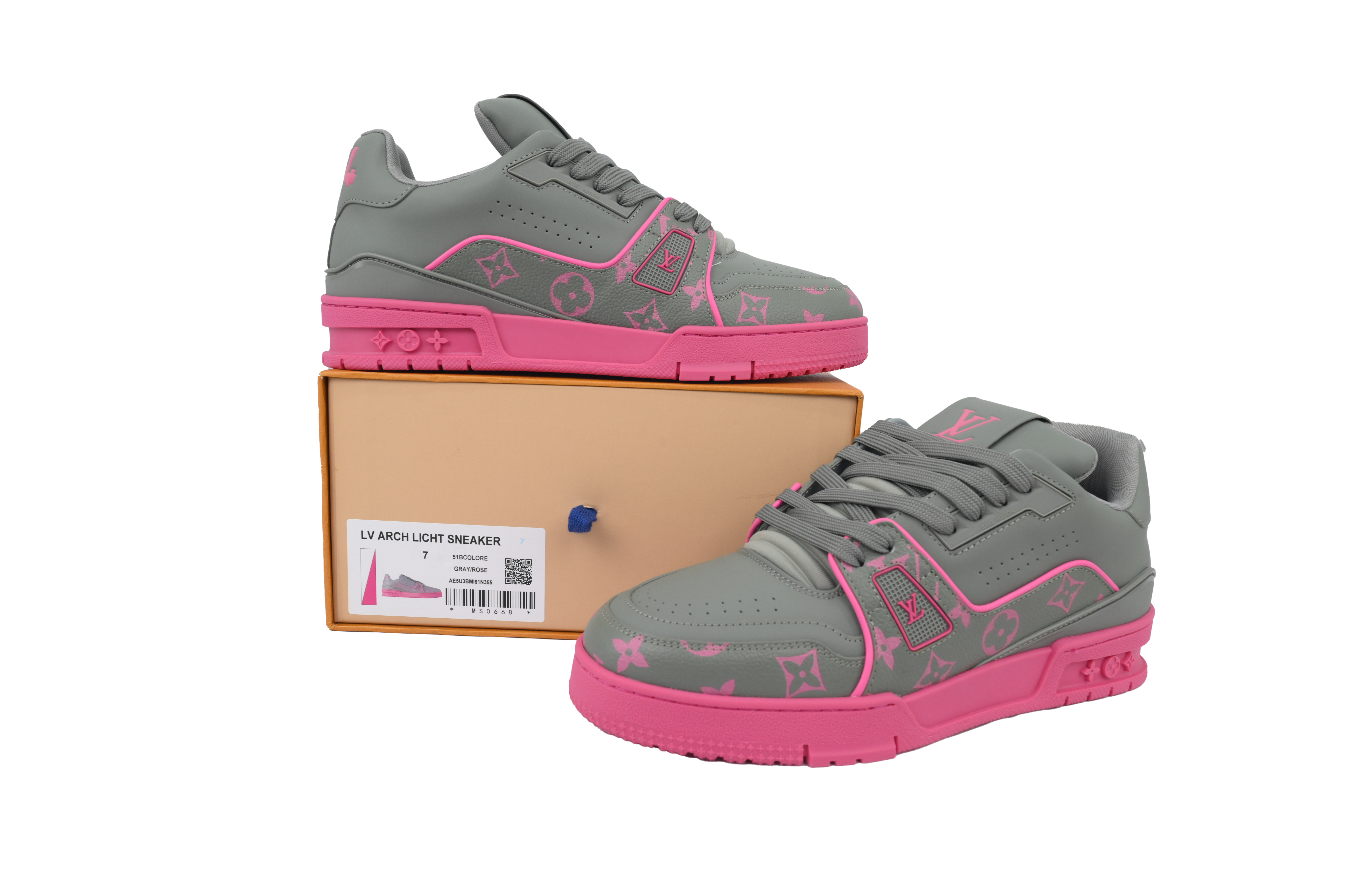 EM Sneakers Louis Vuitton Trainer Dark Gray Color Printing