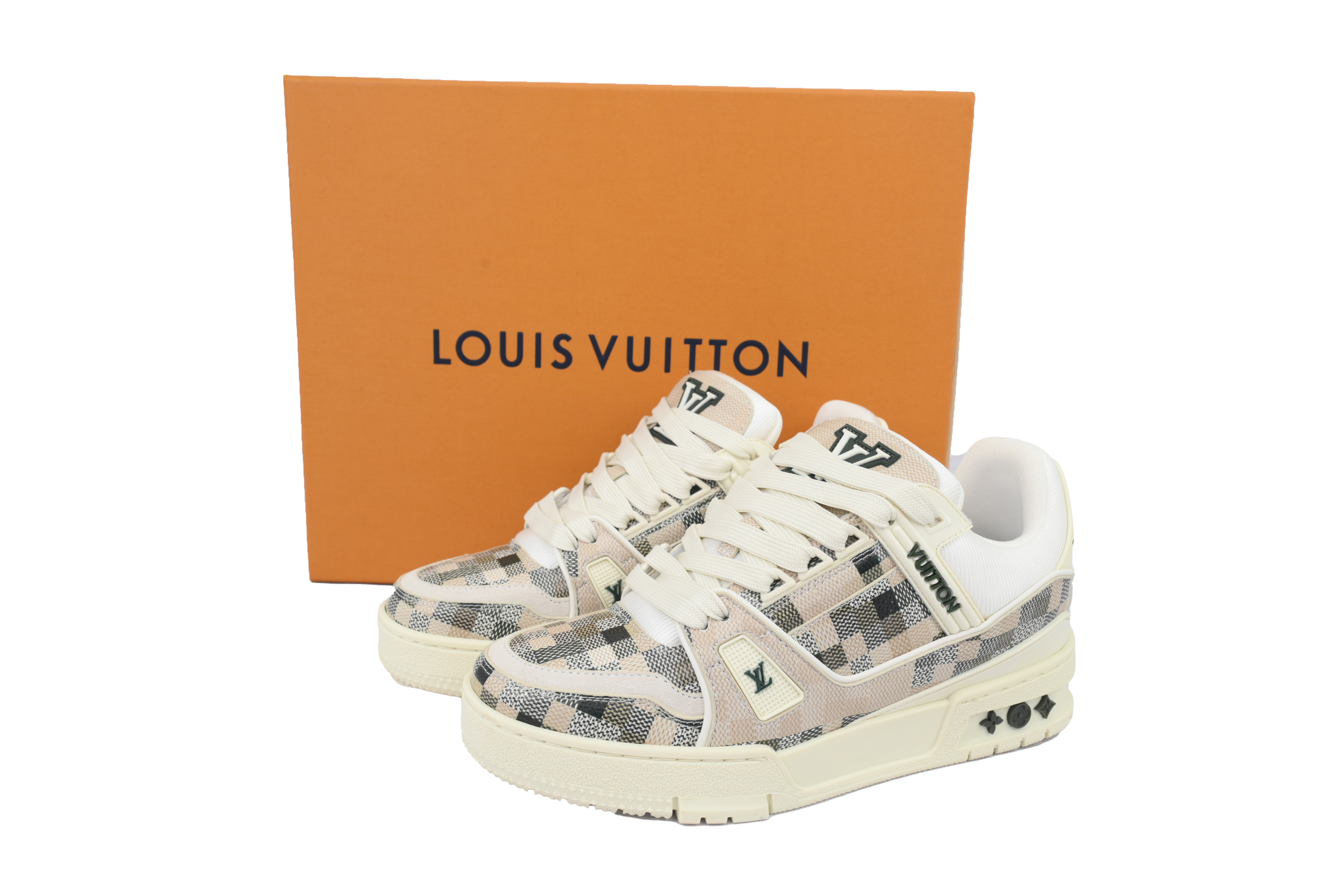 EM Sneakers Louis Vuitton Trainer Grey White Grid