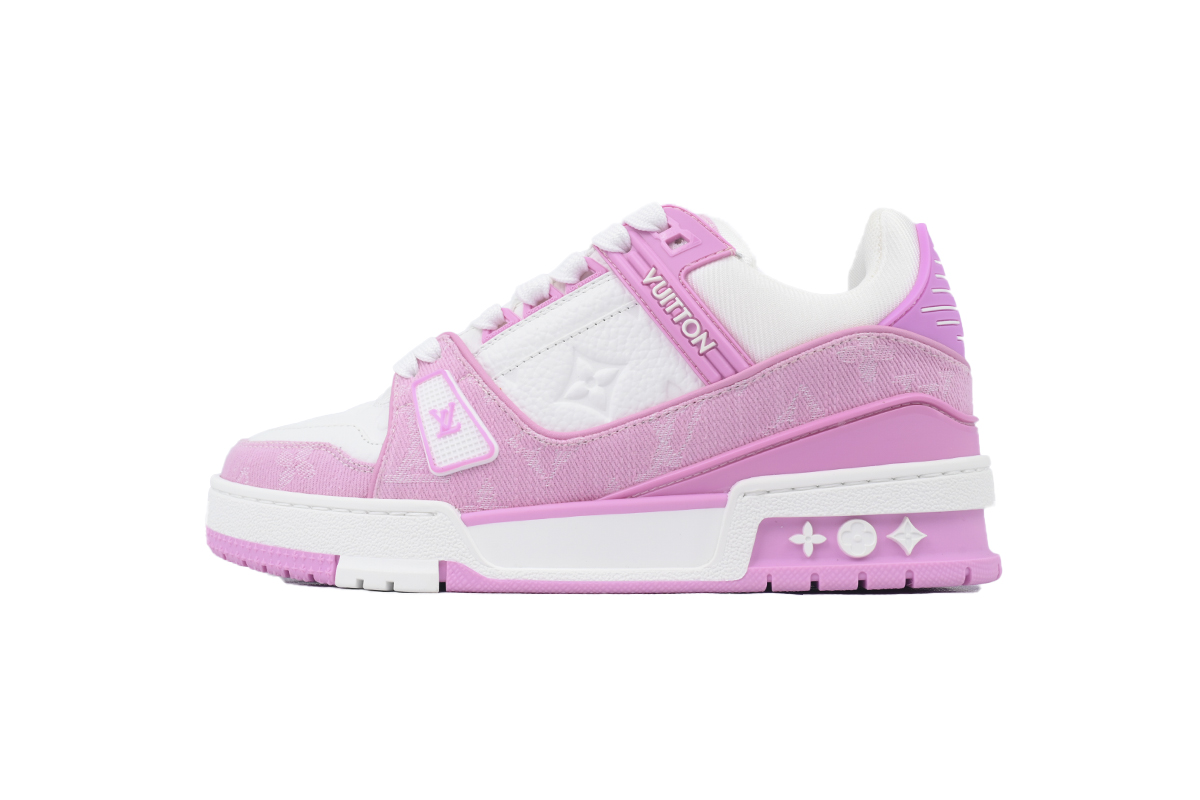 EM Sneakers Louis Vuitton Trainer Pink and White Cowboy