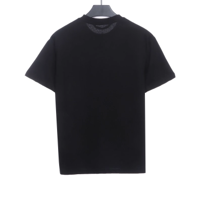 EM Sneakers Palm Angels T-shirt Blue Heart Spray Paint Print Black 02