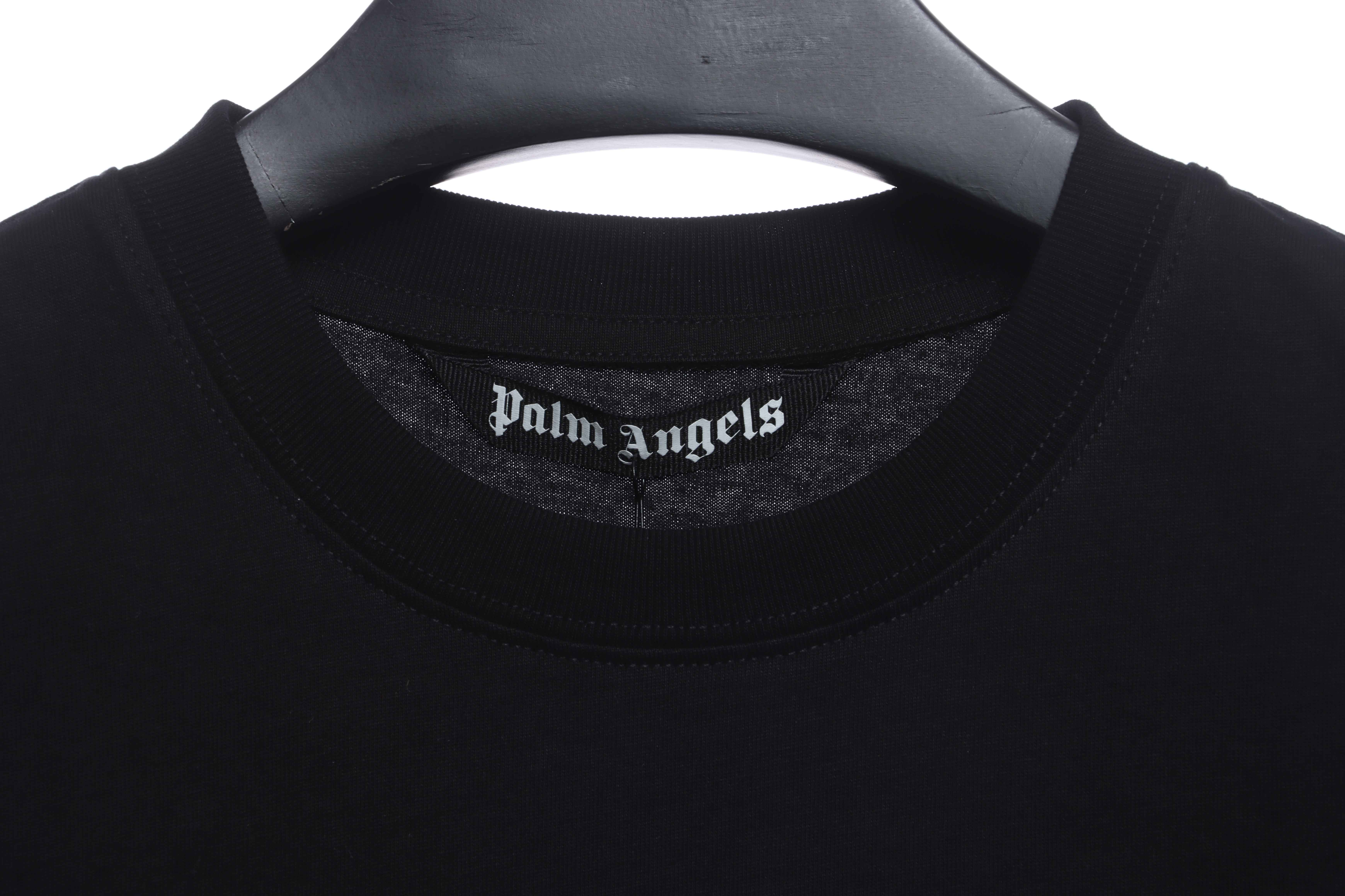 EM Sneakers Palm Angels T-shirt Blue Heart Spray Paint Print Black