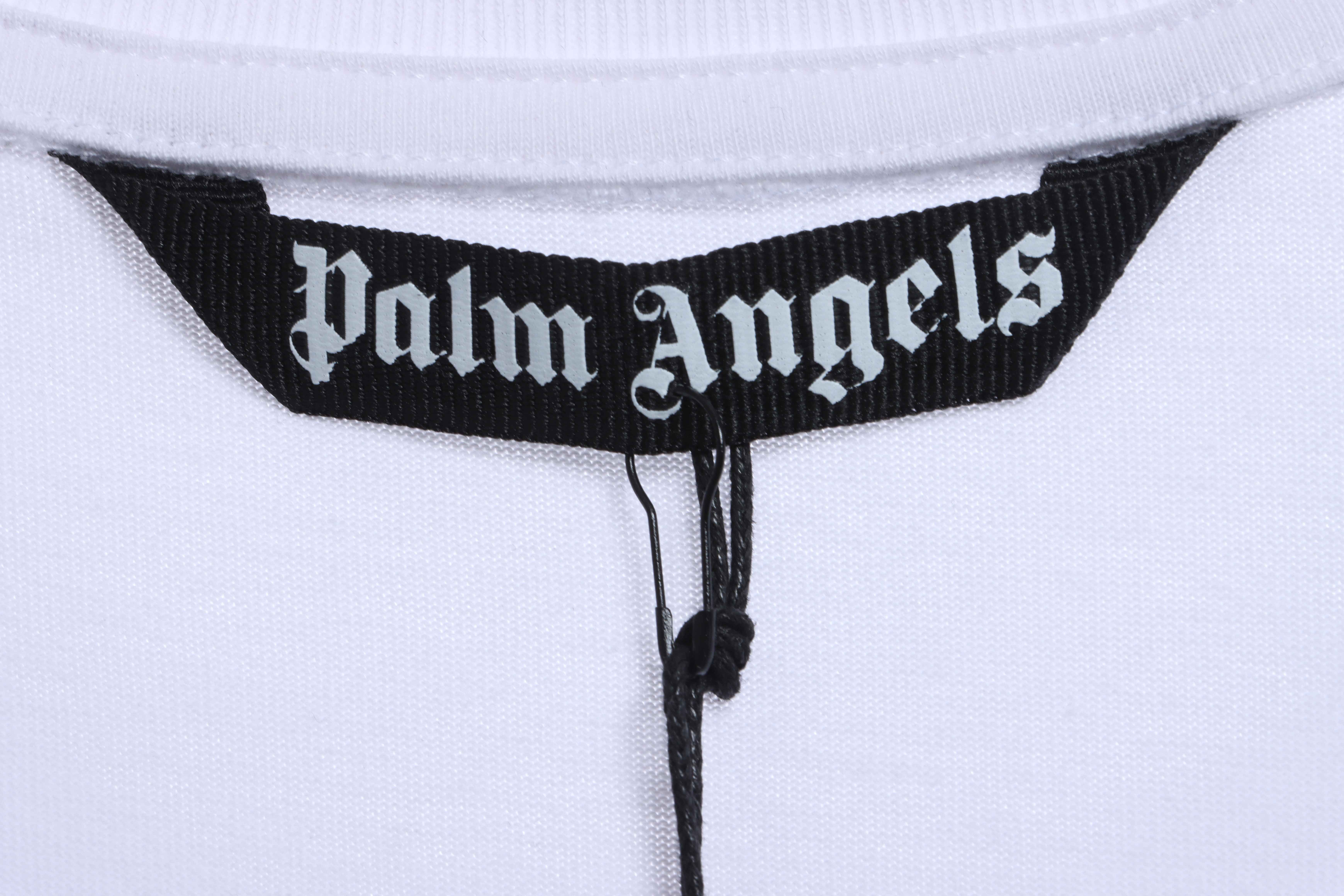 EM Sneakers Palm Angels T-shirt Blue Heart Spray Paint Print White