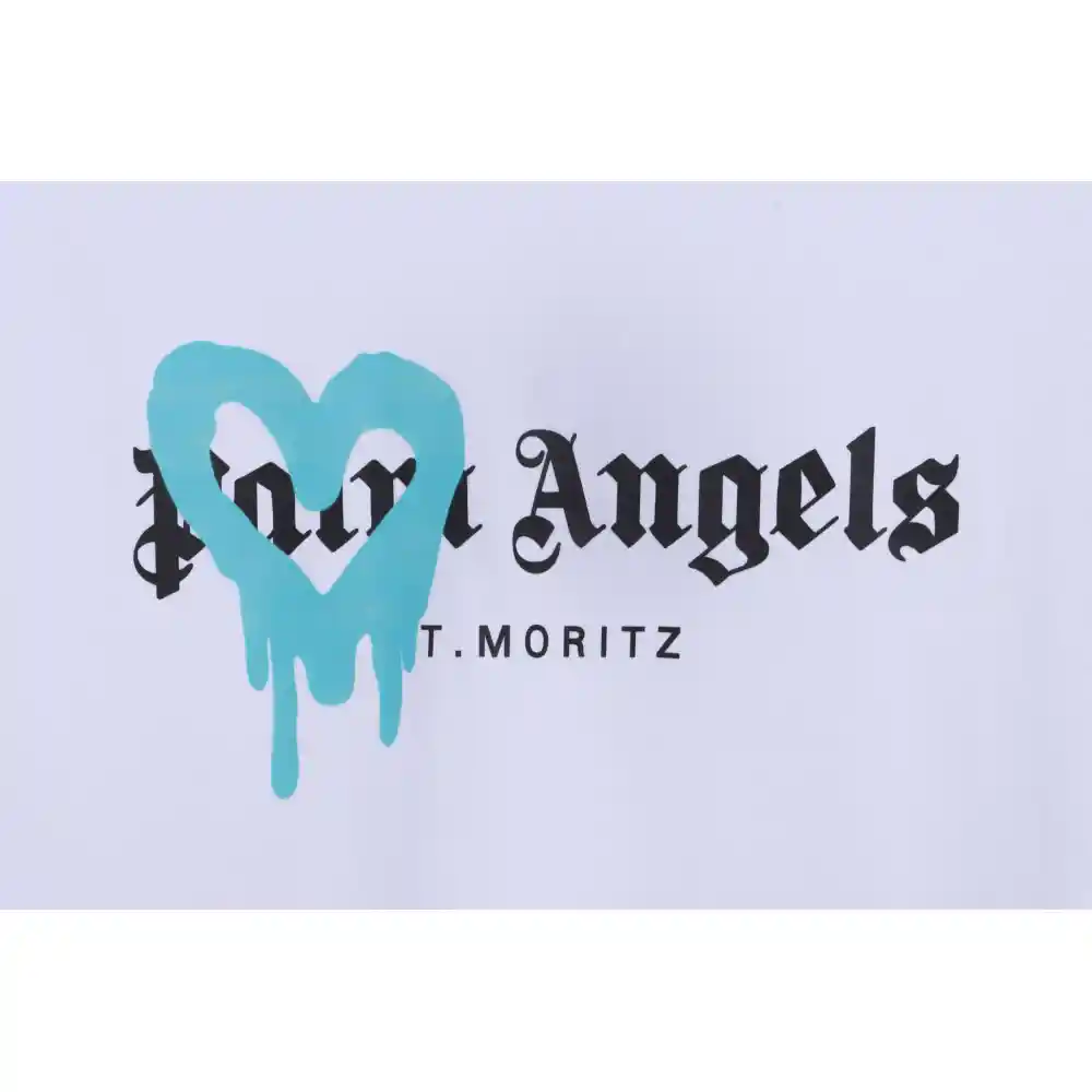 EM Sneakers Palm Angels T-shirt Blue Heart Spray Paint Print White