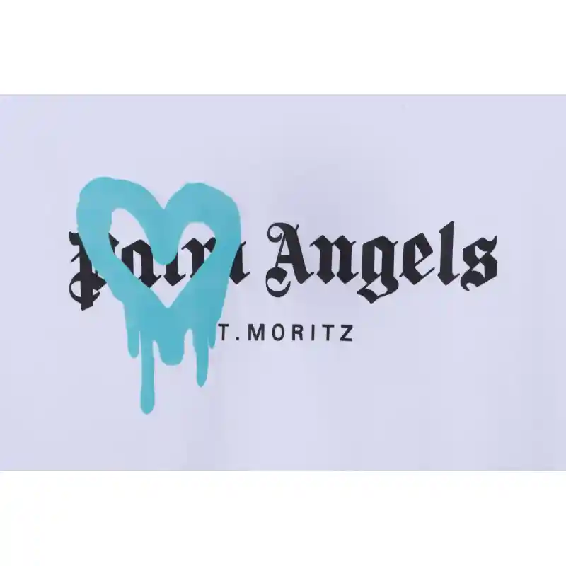 EM Sneakers Palm Angels T-shirt Blue Heart Spray Paint Print White
