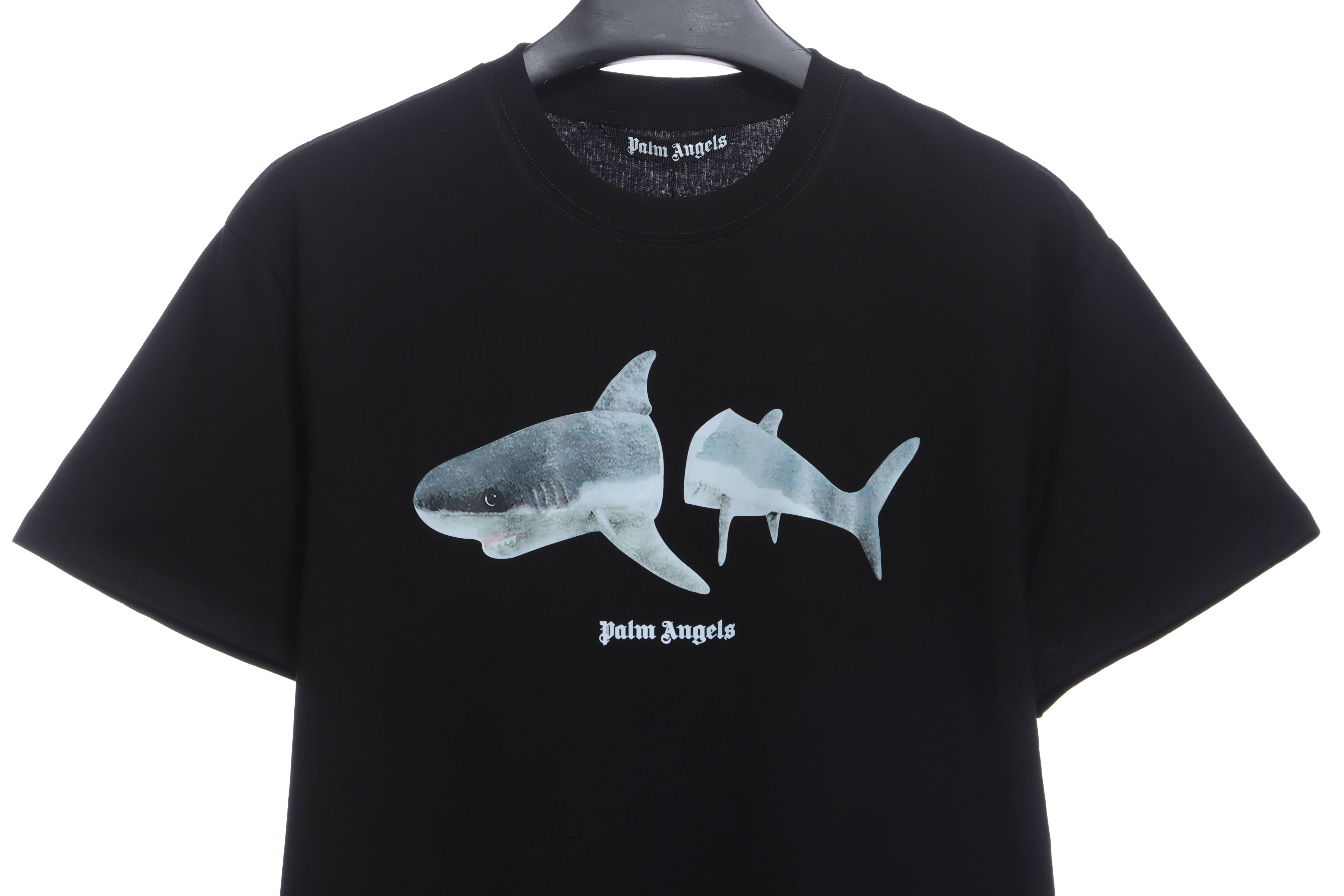 EM Sneakers Palm Angels T-shirt Broken Tail Shark Print Black