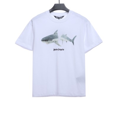 EM Sneakers Palm Angels T-shirt Broken Tail Shark Print White 01