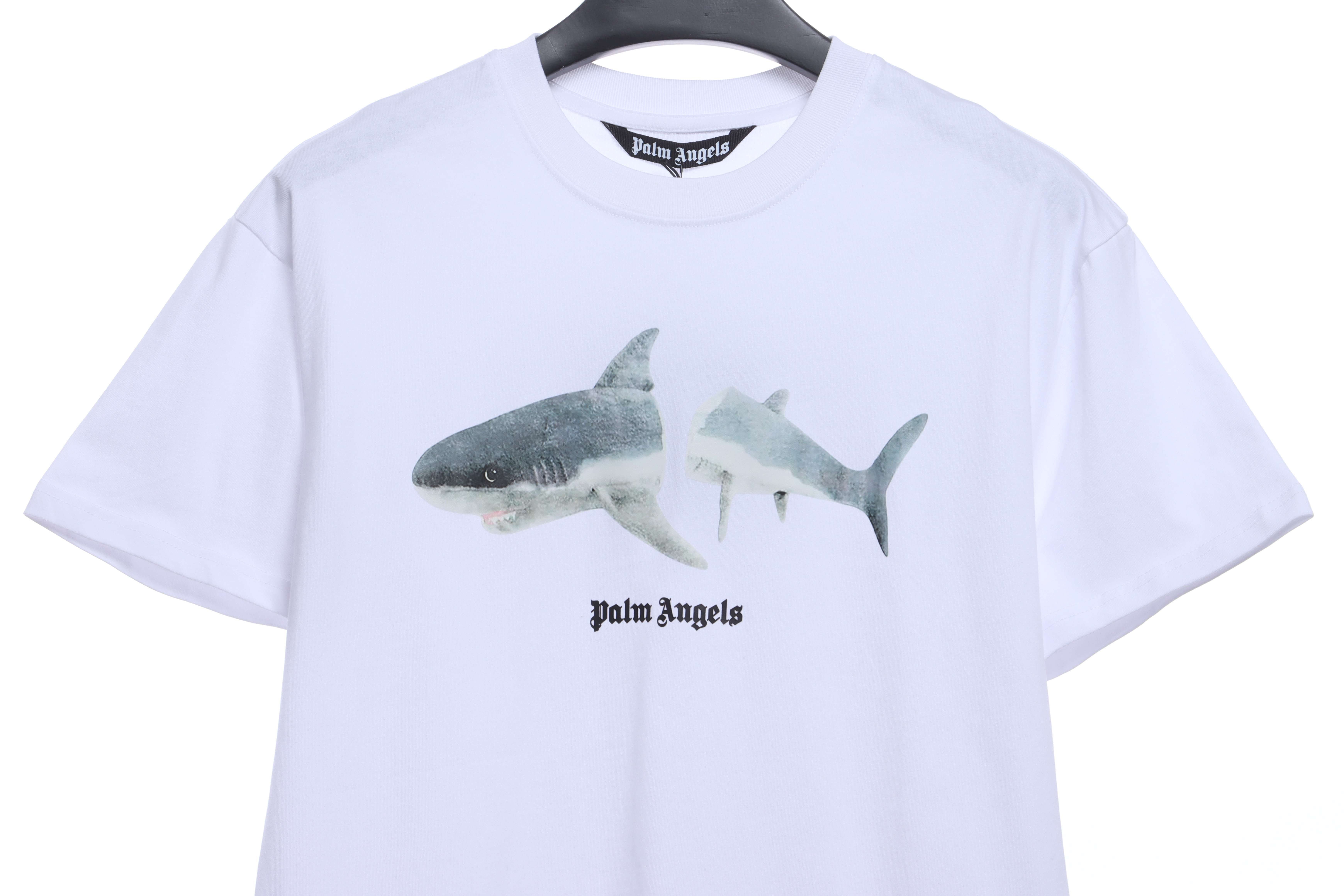EM Sneakers Palm Angels T-shirt Broken Tail Shark Print White