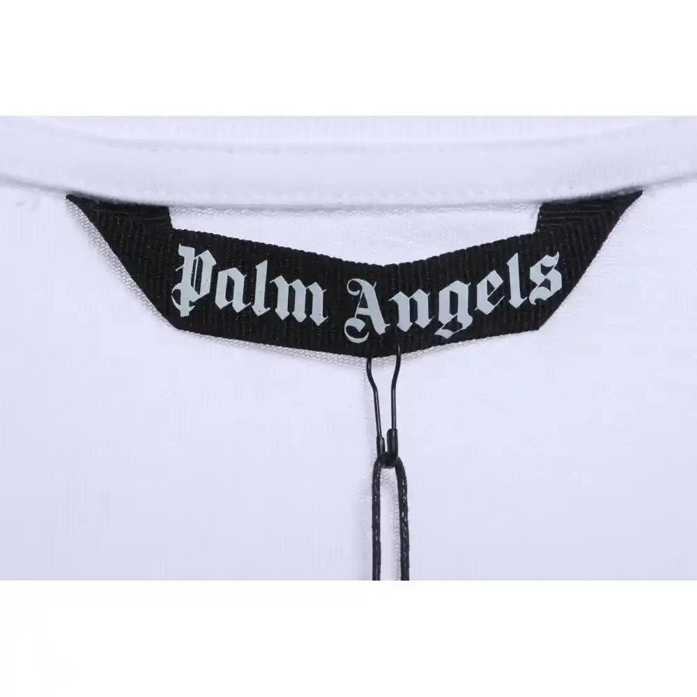 EM Sneakers Palm Angels T-shirt Pink Heart Spray Paint Print White