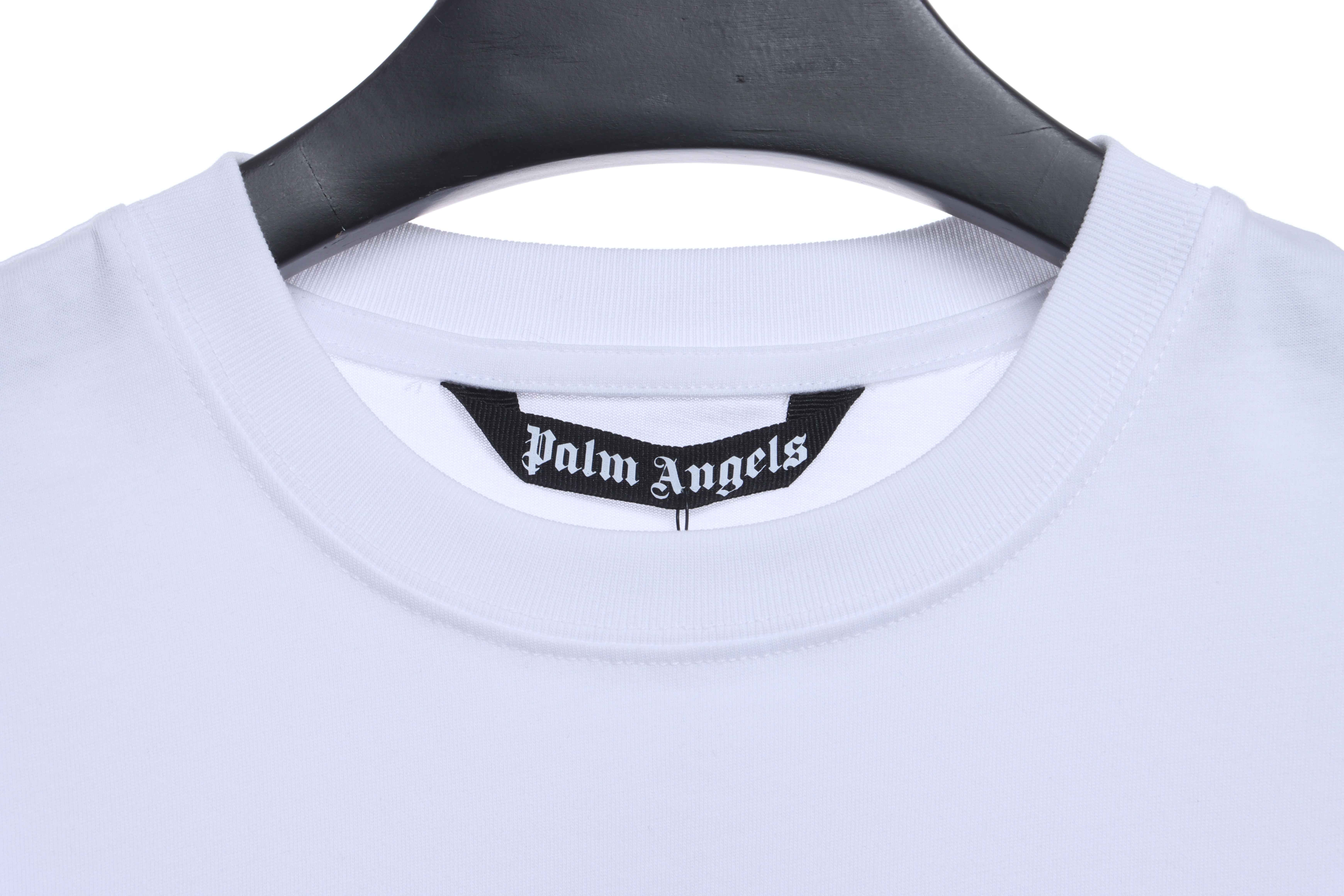 EM Sneakers Palm Angels T-shirt Pink Heart Spray Paint Print White