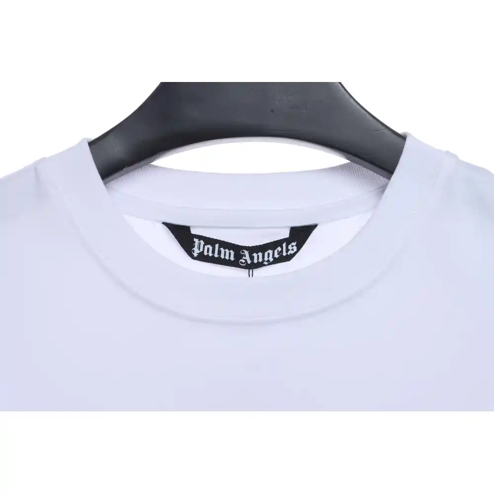 EM Sneakers Palm Angels T-shirt Pink Heart Spray Paint Print White