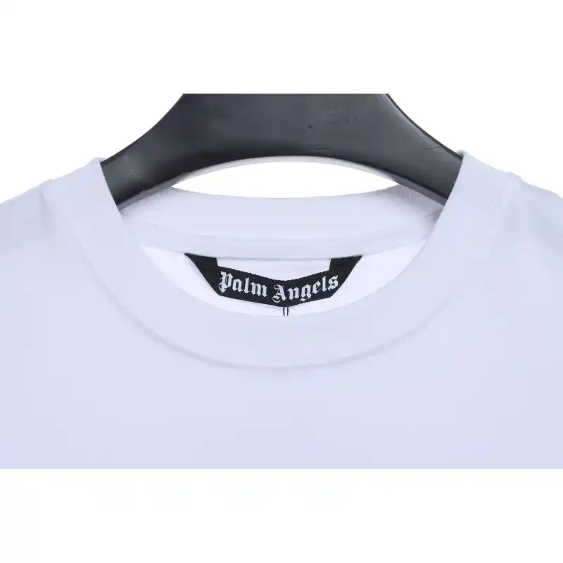 EM Sneakers Palm Angels T-shirt Pink Heart Spray Paint Print White