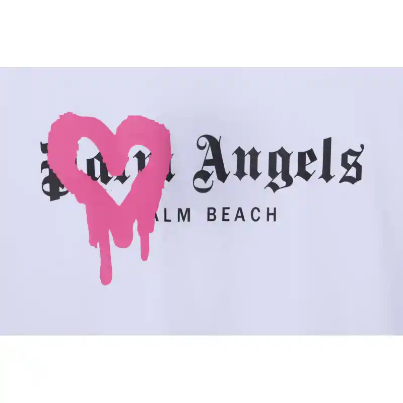 EM Sneakers Palm Angels T-shirt Pink Heart Spray Paint Print White