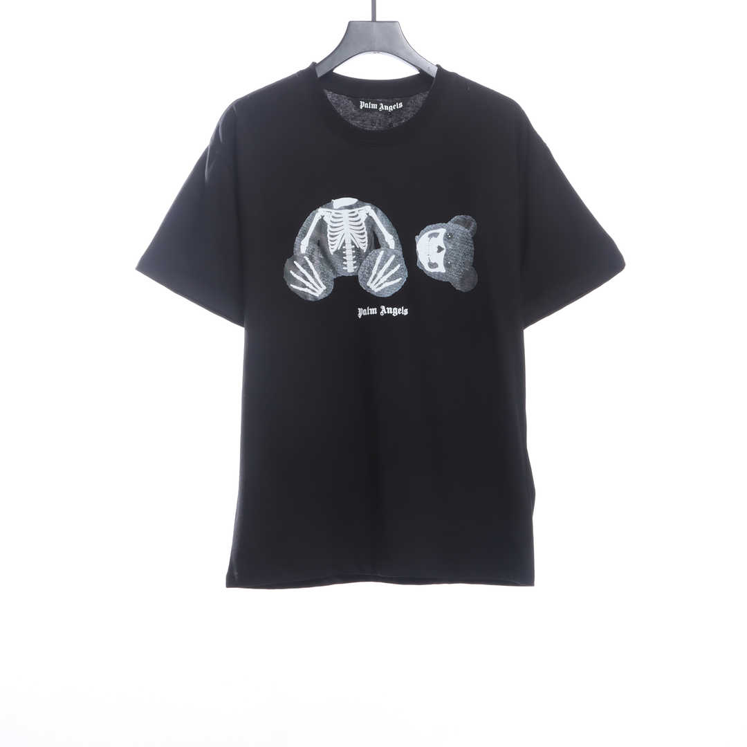EM Sneakers Palm Angels T-shirt Transparent Broken Head Bear Print Black
