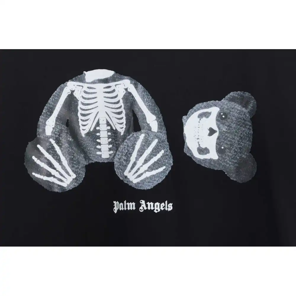 EM Sneakers Palm Angels T-shirt Transparent Broken Head Bear Print Black