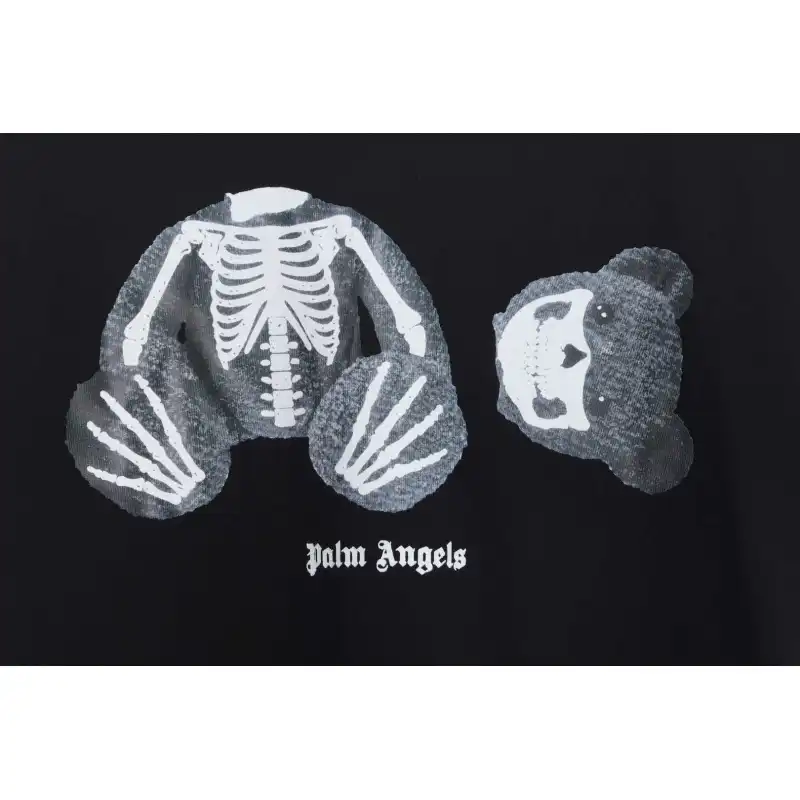 EM Sneakers Palm Angels T-shirt Transparent Broken Head Bear Print Black