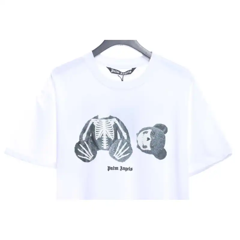 EM Sneakers Palm Angels T-shirt Transparent Broken Head Bear Print White