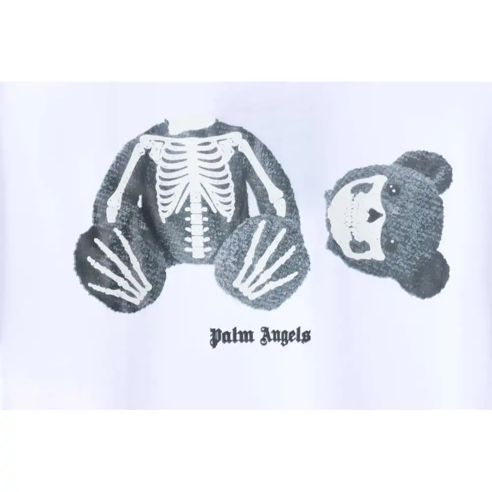 EM Sneakers Palm Angels T-shirt Transparent Broken Head Bear Print White