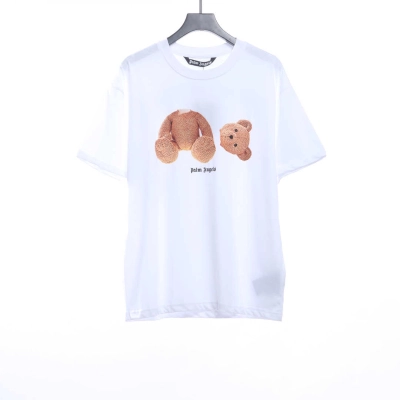 EM Sneakers Palm Angels T-Shirt Yellow Severed Bear Print White 01