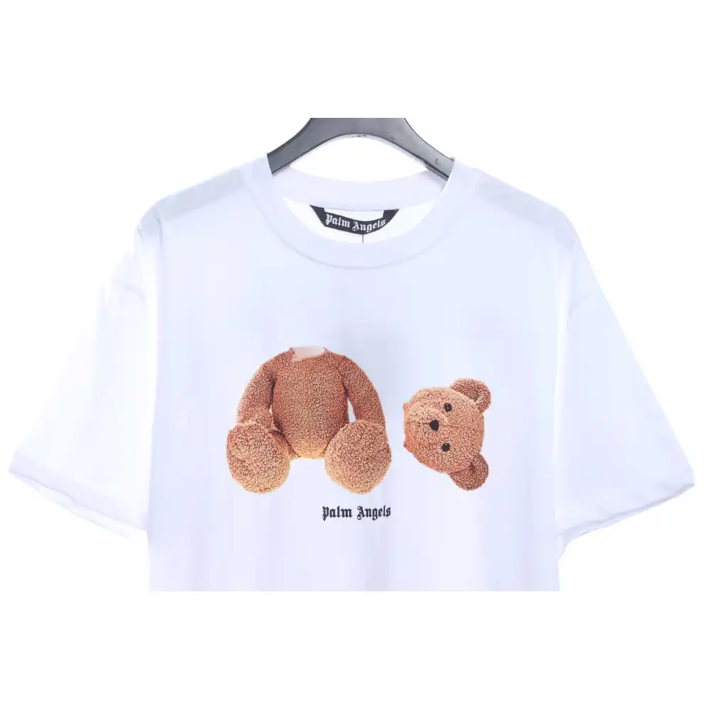 EM Sneakers Palm Angels T-Shirt Yellow Severed Bear Print White