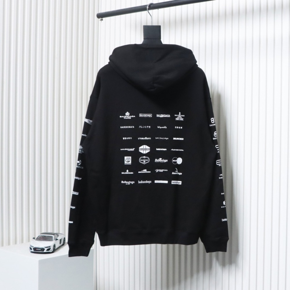 EM Sneakers Balenciaga Classic All Over Logo Hoodie Black