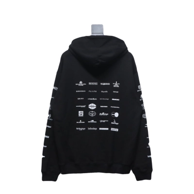 EM Sneakers Balenciaga Classic All Over Logo Hoodie Black 02