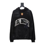 EM Sneakers Balenciaga Manchester United Distressed Washed Embroidered Hoodie Black
