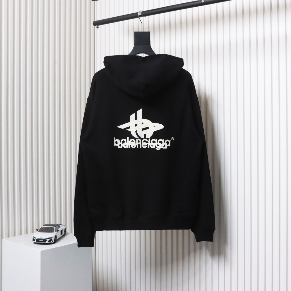 EM Sneakers Balenciaga Overlapping Logo Hoodie Black