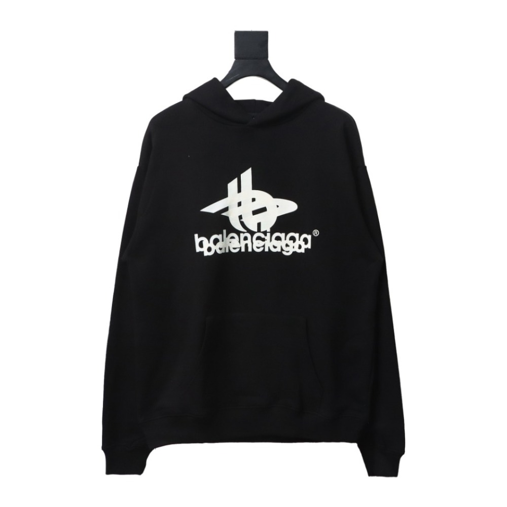 EM Sneakers Balenciaga Overlapping Logo Hoodie Black