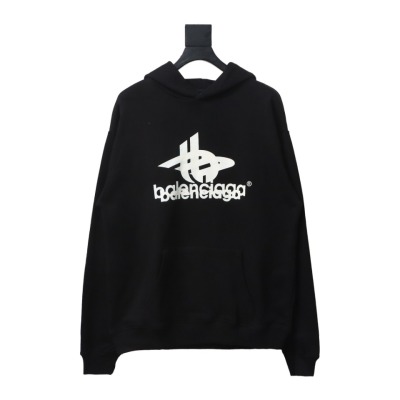 EM Sneakers Balenciaga Overlapping Logo Hoodie Black 01