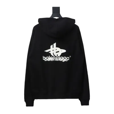 EM Sneakers Balenciaga Overlapping Logo Hoodie Black 02