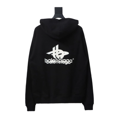 EM Sneakers Balenciaga Overlapping Logo Hoodie Black 02