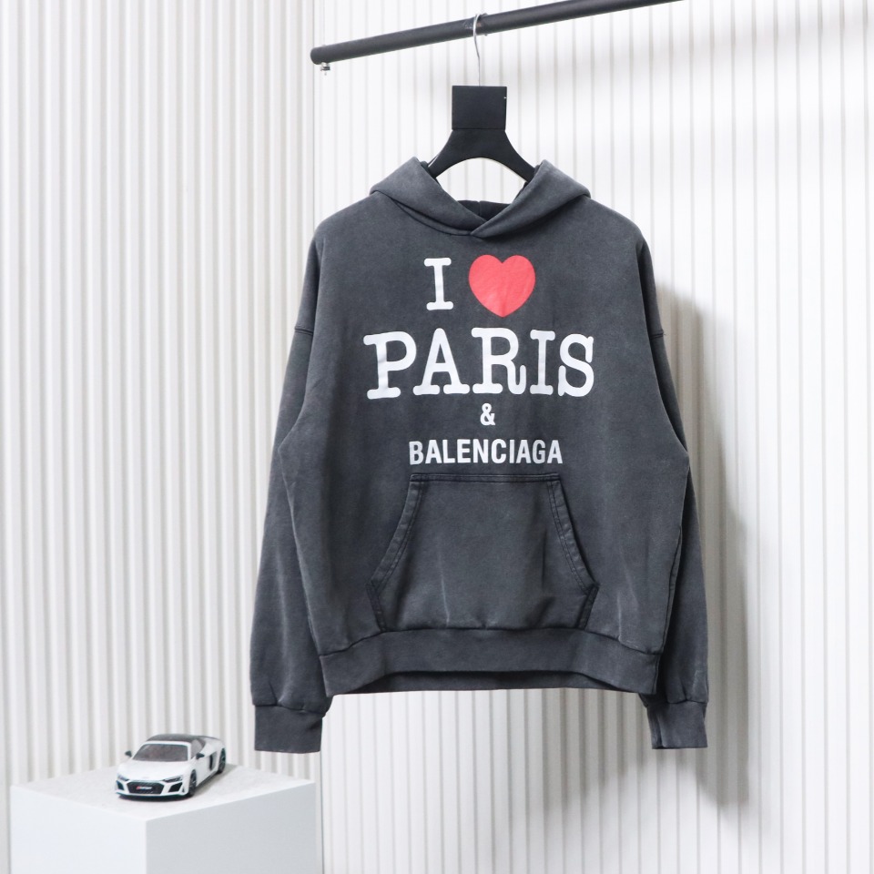 EM Sneakers Balenciaga Valentine's Day Limited Edition Love Paris Hoodie Black