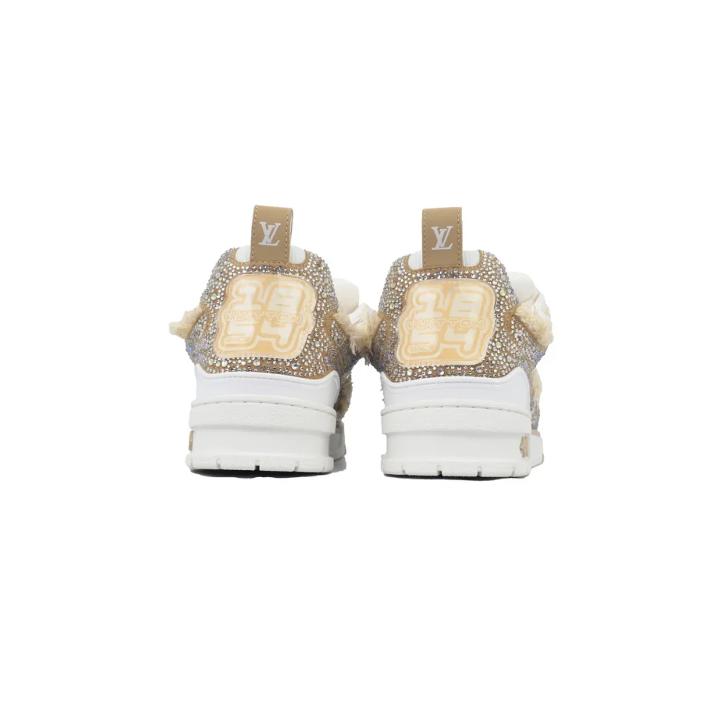 EM Sneakers Louis Vuitton LV Skate Sneaker Horse Hair Apricot Diamond