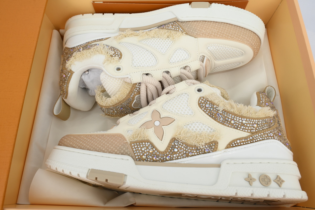 EM Sneakers Louis Vuitton LV Skate Sneaker Horse Hair Apricot Diamond