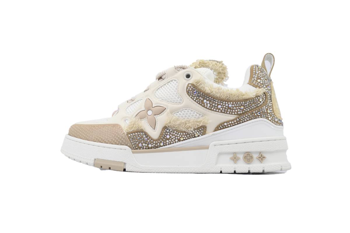 EM Sneakers Louis Vuitton LV Skate Sneaker Horse Hair Apricot Diamond