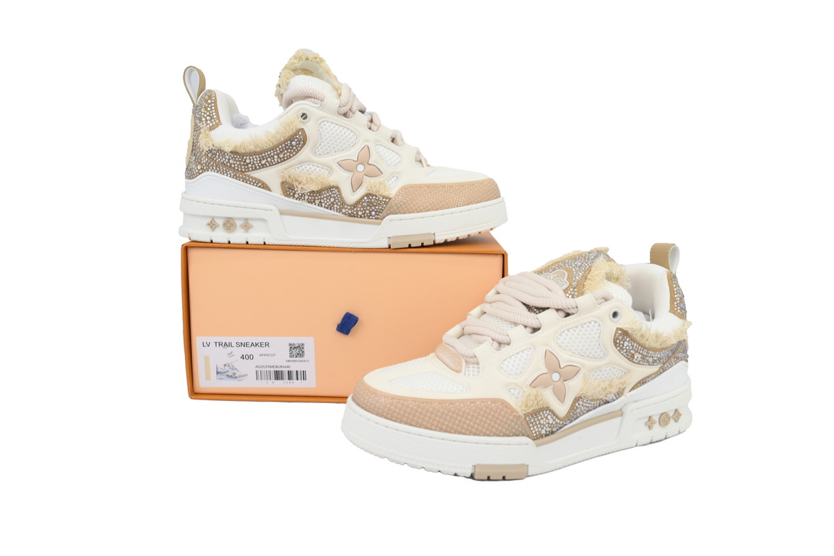 EM Sneakers Louis Vuitton LV Skate Sneaker Horse Hair Apricot Diamond