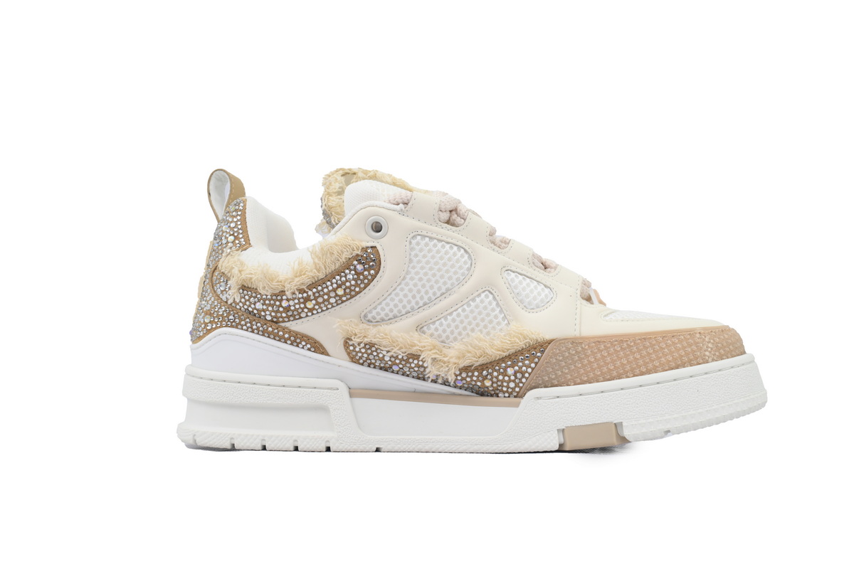 EM Sneakers Louis Vuitton LV Skate Sneaker Horse Hair Apricot Diamond