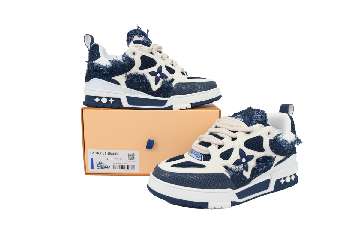 EM Sneakers Louis Vuitton LV Skate Sneaker Horse Hair Blue Diamond