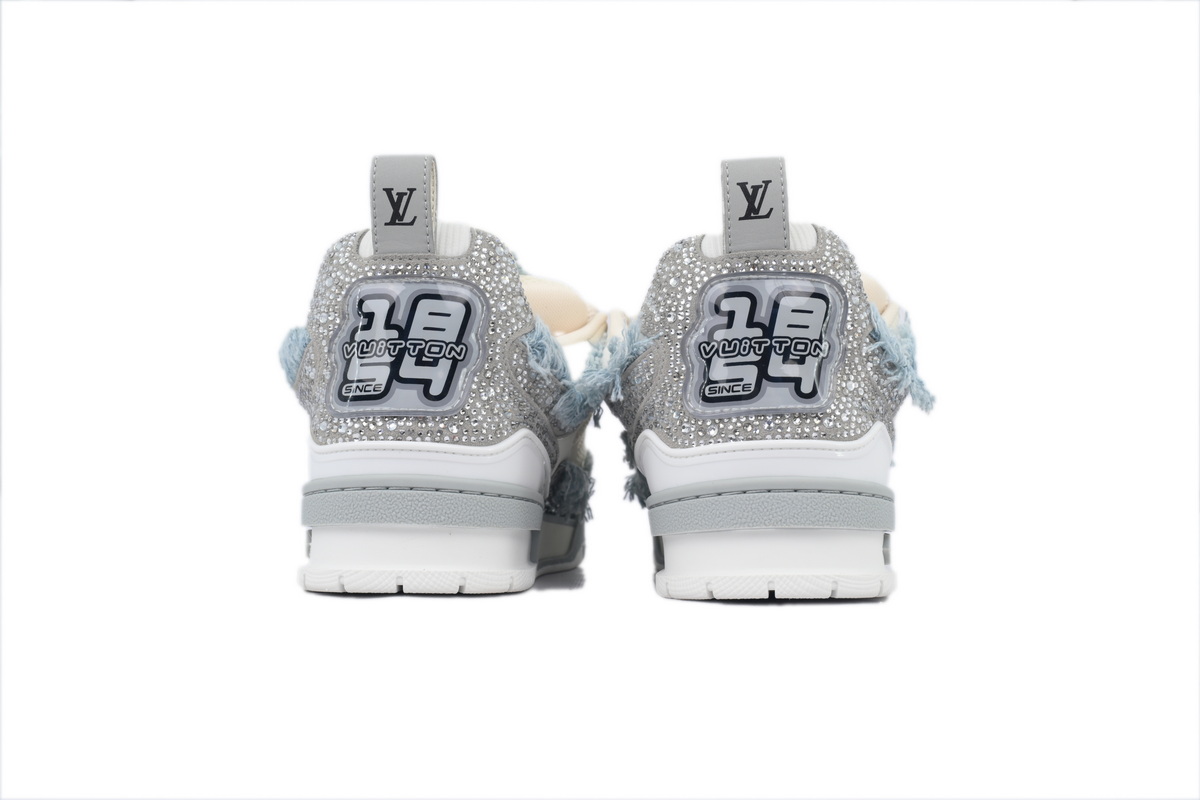 EM Sneakers Louis Vuitton LV Skate Sneaker Horse Hair Gray White Diamond
