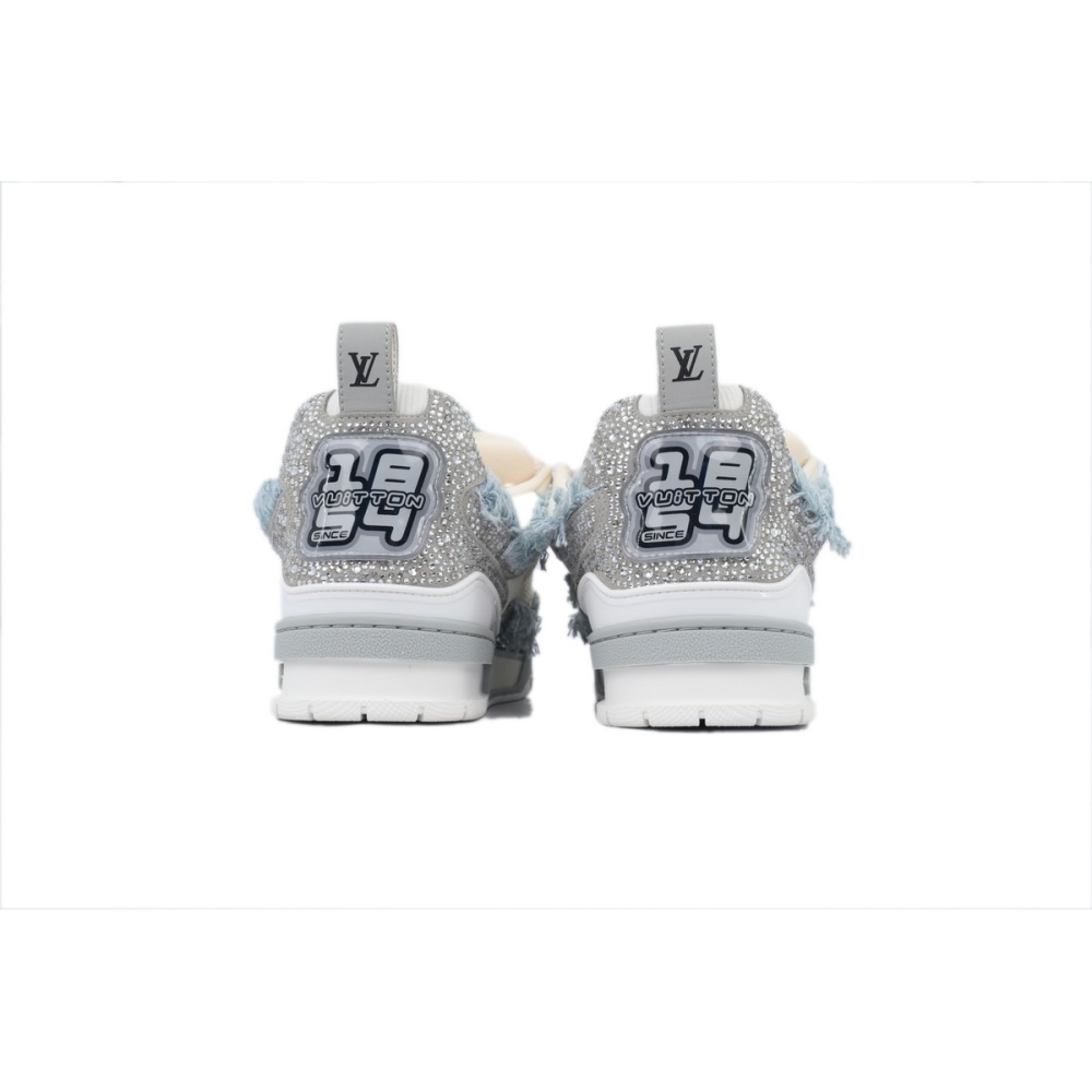 EM Sneakers Louis Vuitton LV Skate Sneaker Horse Hair Gray White Diamond